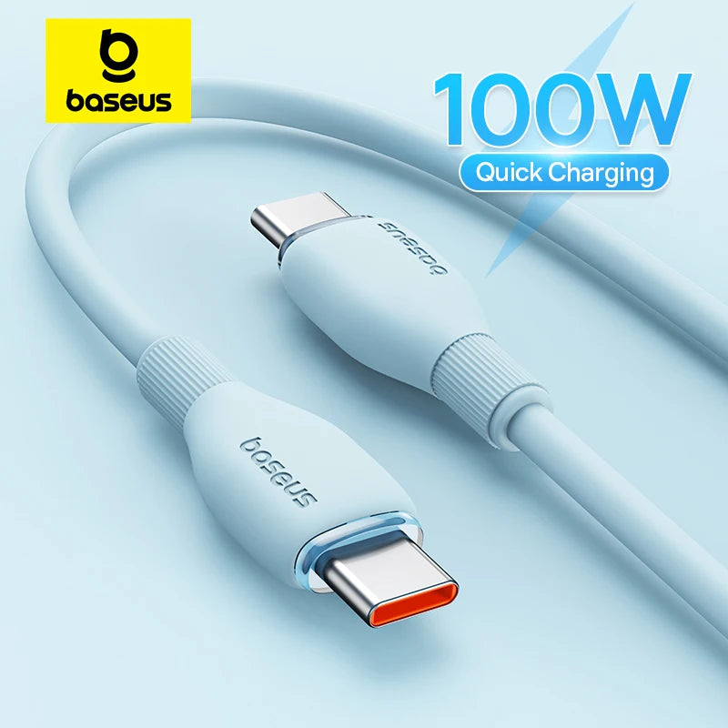 Baseus 100W USB C Cable For iPhone 16 15 Fast Charging Cable For Samsung Xiaomi Huawei Macbook Data Wire Charging Cable Soft TPE