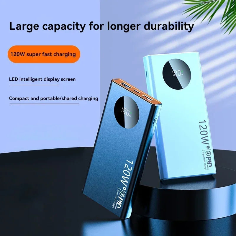 120W 50000mAh High Capacity Power Bank Fast Charging Powerbank Portable Battery Charger For iPhone Samsung Huawei 2025