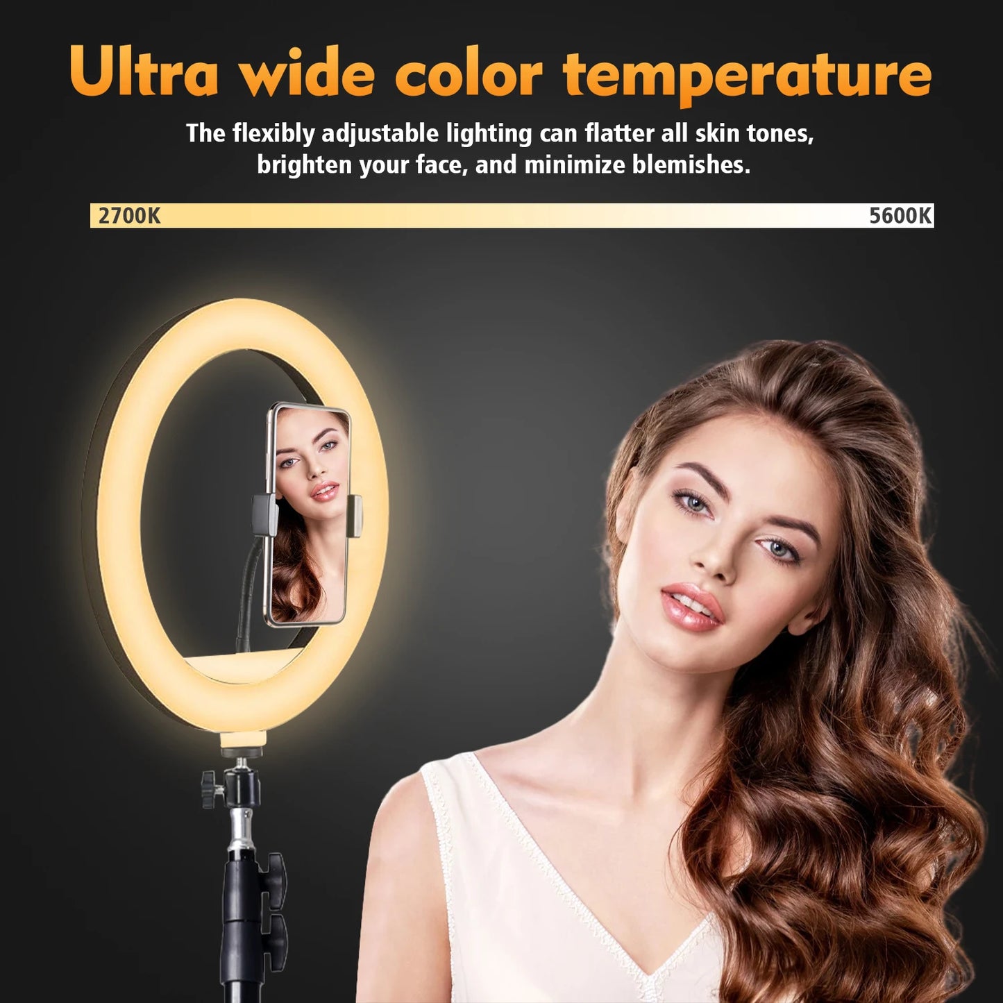 10 Inch LED Ring Light with Adjustable 160cm Tripod, 3 Color Modes for Photography and Video Recording, Selfies, Live Streaming