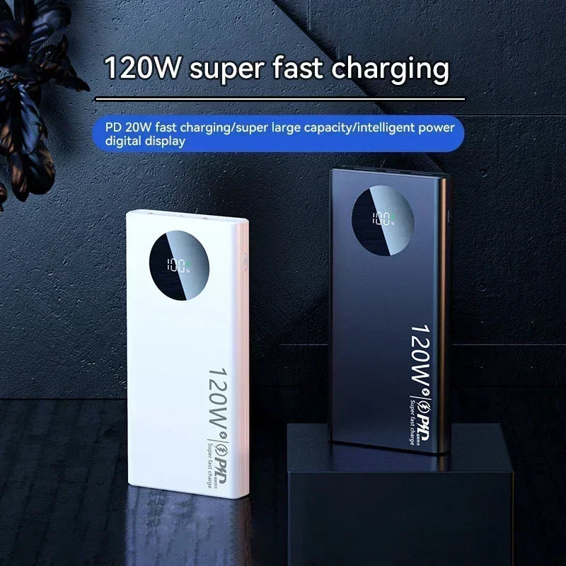 120W 50000mAh High Capacity Power Bank Fast Charging Powerbank Portable Battery Charger For iPhone Samsung Huawei 2025