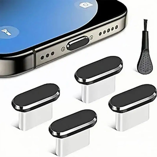 4Pcs USB C Dust Plug With Cleaning Brush Anti Dust USB C Plug Cover Charging Port Cover Caps For iphone Sam sung Smartphones
