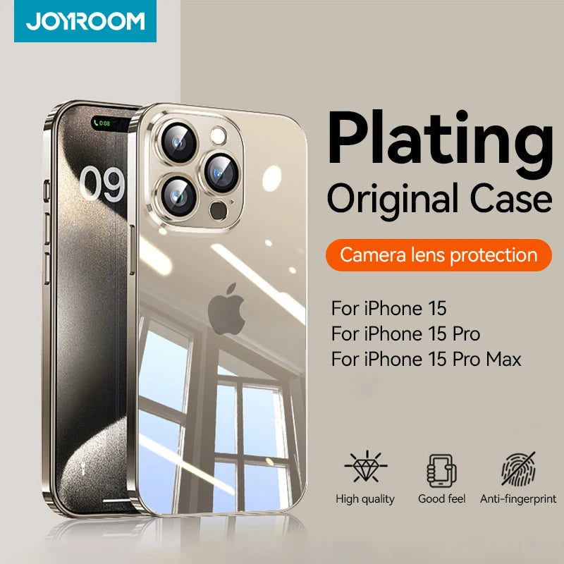 Joyroom Plating Case For iPhone 16 15 14 13 Pro Max Camera Lens Protection Anti-fall Cover For iPhone 15 Pro Max Shockproof Case