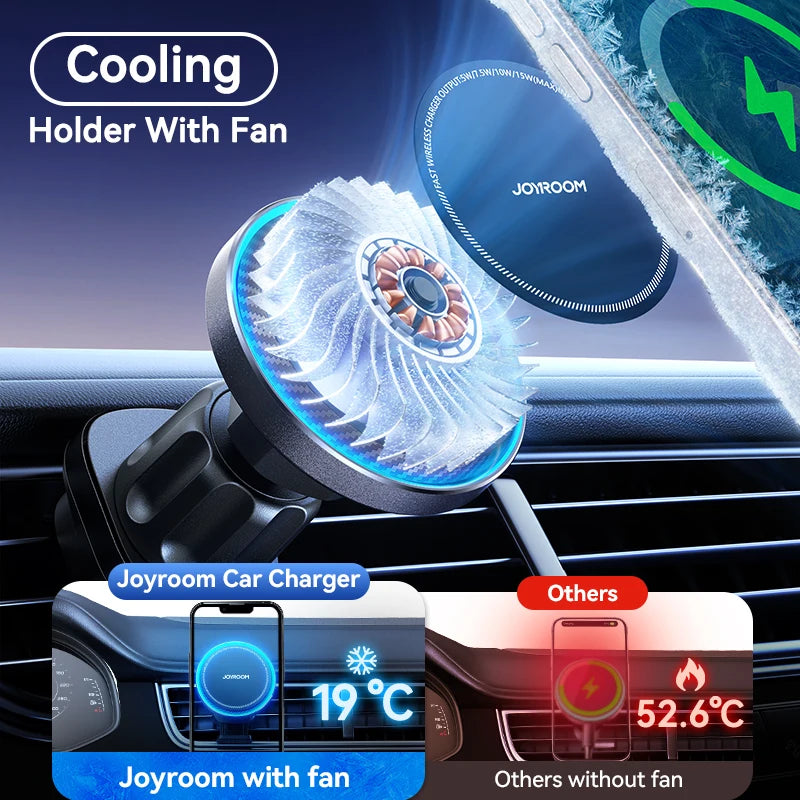 JOYROOM Magnetic Car Mount Charger Cooling Fast Charging 15W Wireless Car Charger Mount  Car Phone Holder For iPhone JR-ZS387