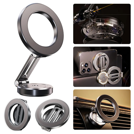 for Tesla Phone Mount 360° Rotation Adjustable for Car Dashboard Hands Free Car Holder Folding Strong Magnets for iPhone 15 14