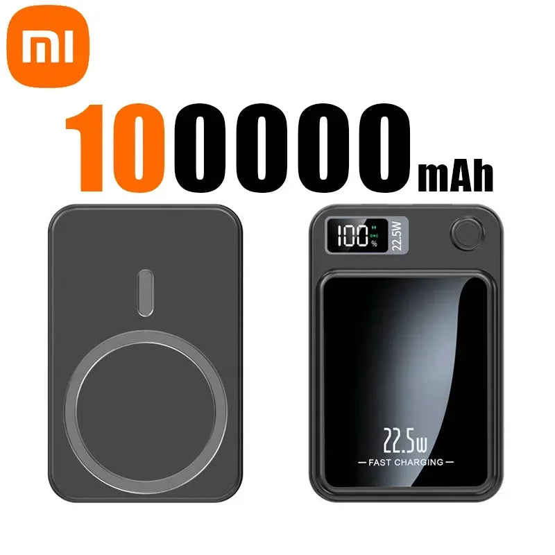 Xiaomi 100000mah Magnetic Power Bank Wireless Super Fast Charging Ultra Capacity Digital External Battery Power Bank For Iphone