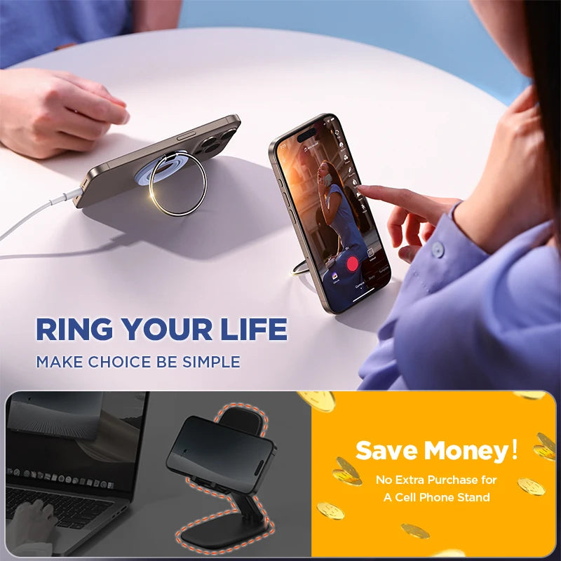 Joyroom Colorful Ring Phone Holder Magnetic Kickstand Silicone Ring Magnetic Phone Grip Holder Stand For iPhone 16 15 14 13 12