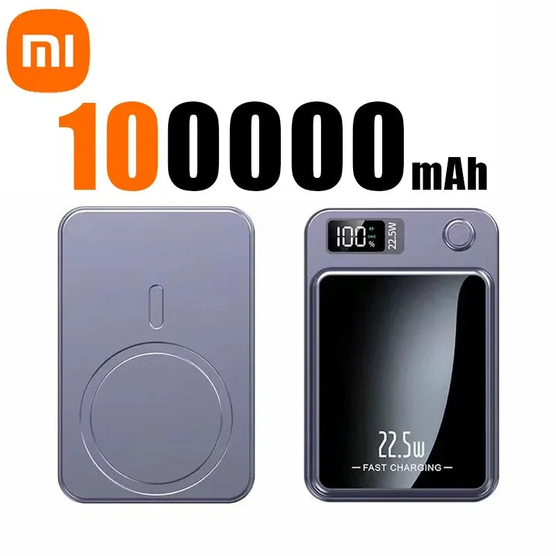 Xiaomi 100000mah Magnetic Power Bank Wireless Super Fast Charging Ultra Capacity Digital External Battery Power Bank For Iphone